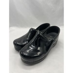 DANSKO SHINY BLACK LEATHER LOAFERS CLOGS‎ WORK SHOES US WOMENS SZ 6.5 EU 37